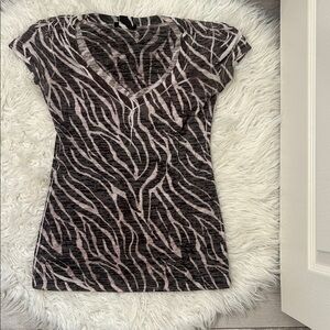 FLEURISH Zebra Print V-Neck Women Top